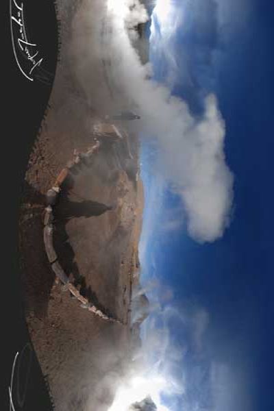 geysers del tatio in panorama 360°,  Atacama desert, Chile