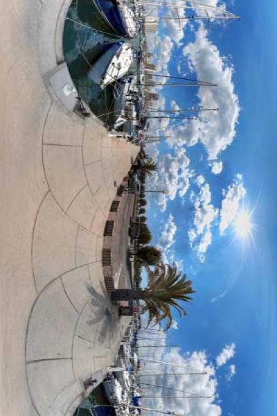 panorama 360° du port de la grande motte, languedoc rousillon, france