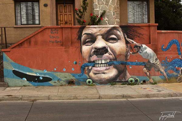Photo du Chili, peinture murale à Valparaiso