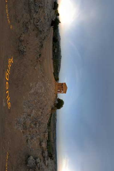 panorama 360° of the temples valley at agrigente in sicily