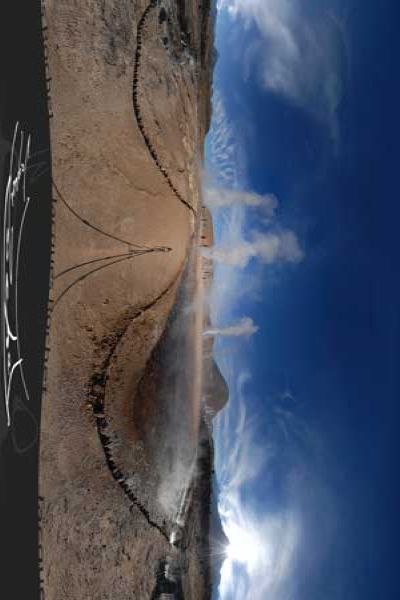 geysers del tatio in panorama 360°,  Atacama desert, Chile