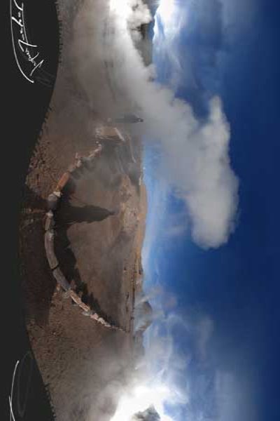 geysers del tatio in panorama 360°,  Atacama desert, Chile