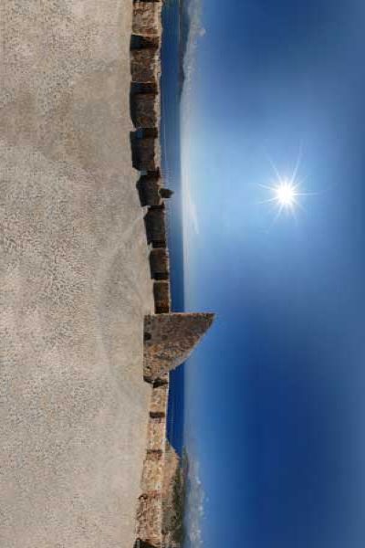 panorama 360° of the genoise tower punta domigna in corsica