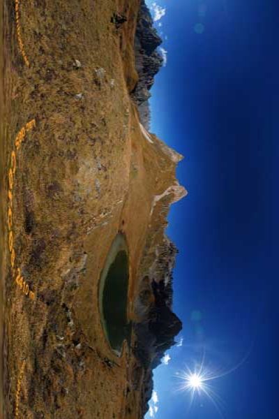 panoramas 360° of lac des cerces in savoie, massif du galibier in the alps
