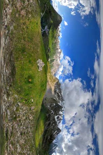 panorama 360° of the Lautaret pass in the French  alps