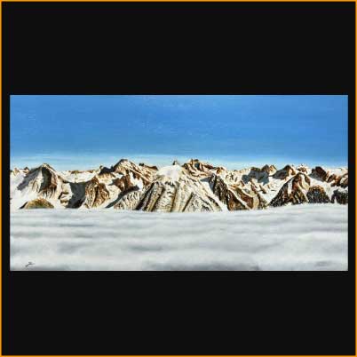 massif de Belledonne en Isère - oil on wood, painting of jacques rochet