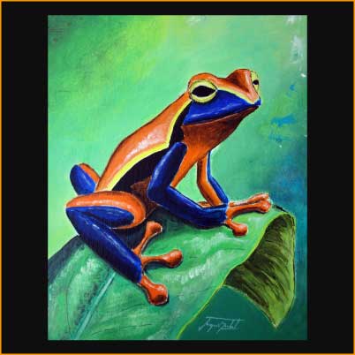 peinture à l'acrylique de jacques rochet, une grenouille