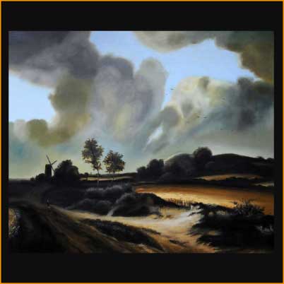 Reproduction d'une peinture de Ruisdael - huile sur toile