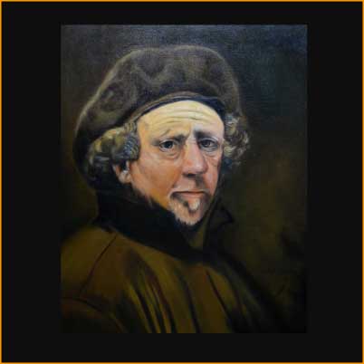 Reproduction d'un autoportrait de Rembrandt - huile sur toile, Jacques Rochet