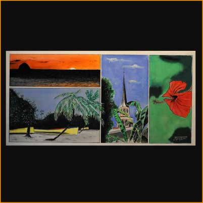 voyage en martinique, peinture acrylique, peinture de jacques rochet