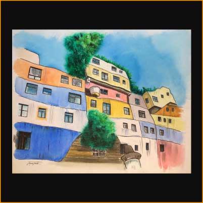 peinture acrylique et marker de voyage, Vienne