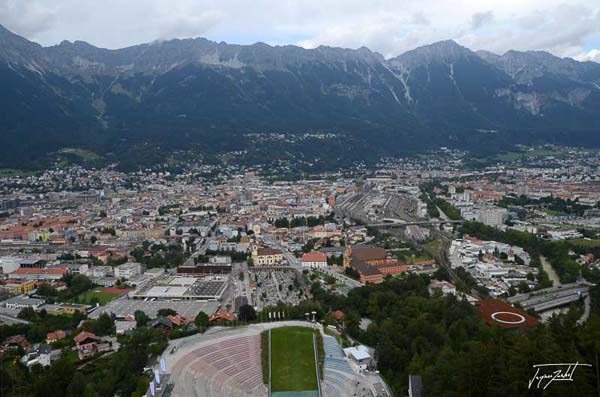 Innsbruck vue depuis le sommet du tremplin de saut à ski, autriche