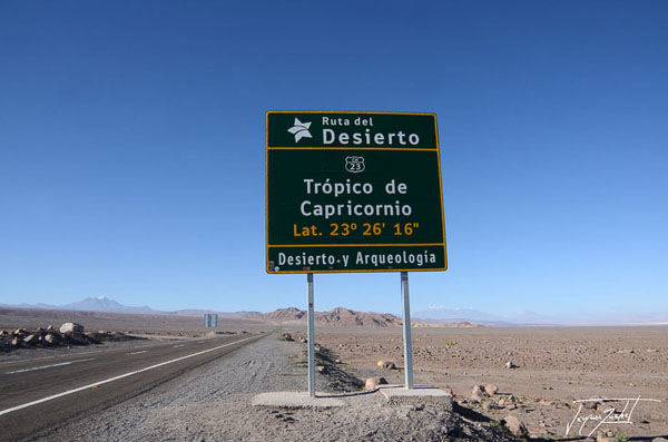 Photo of Chile, sign indicating the Tropic of Capricorn, Desert of Atacama