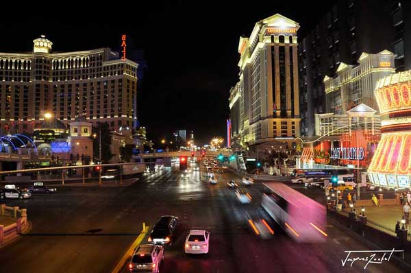 The strip by night at Las Vegas, Nevada