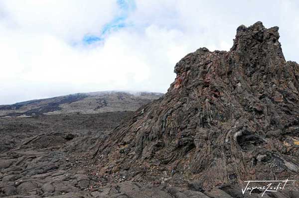 Cooled lava on the piton de la fournaise, island la réunion