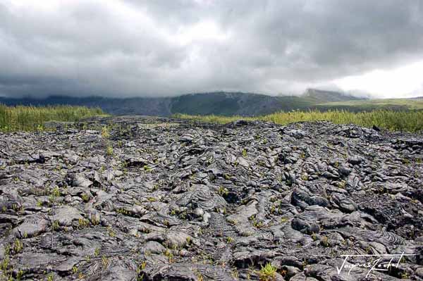 Piton de la Fournaise, de la lave coulée, le volcan de La Réunion